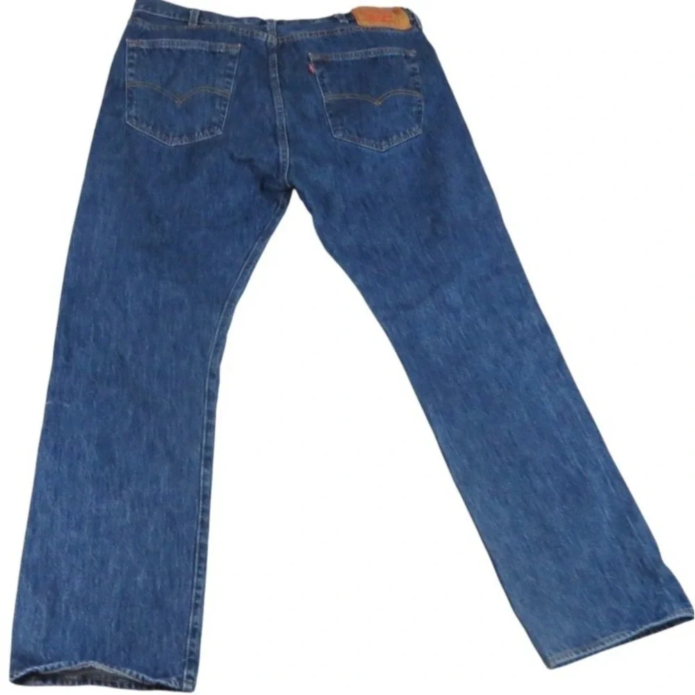 Levis 501 Original Fit Jeans Men 40x32 Dark Stonewash Blue Denim Button Fly Coat